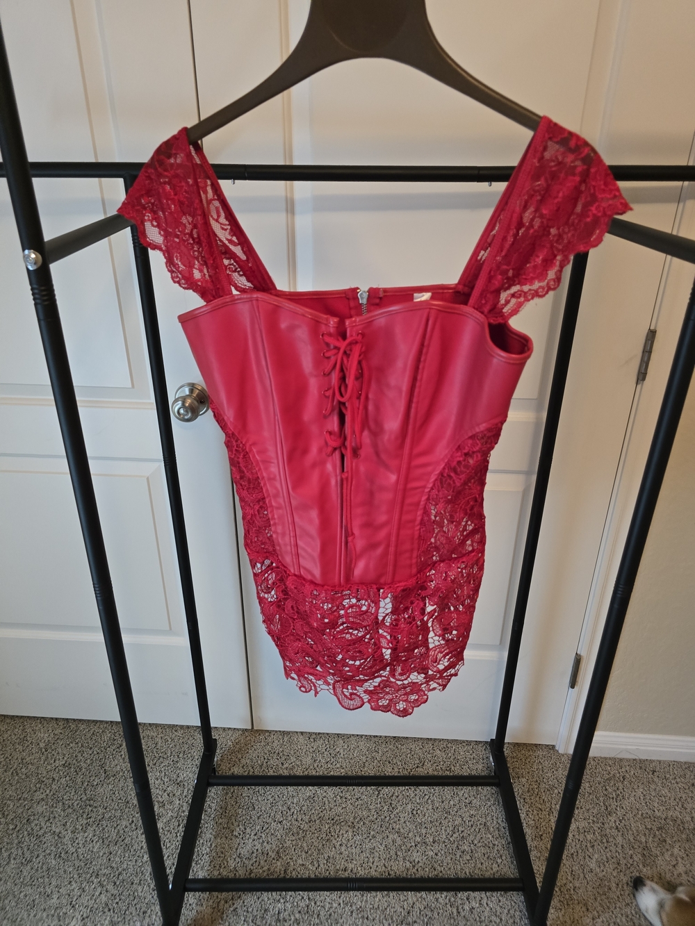 Red Lace Corset Tunic Top